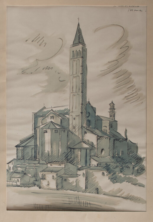 Fritz Zalisz - Ansicht Sant Anastasia Verona - o.J. - Aquarell/Tusche
