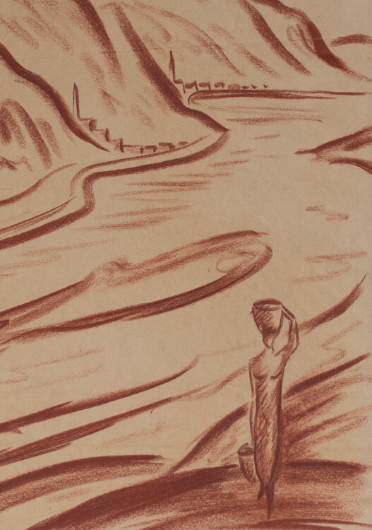 Fritz Zalisz - Südliche Landschaft - o.J. - Rötel