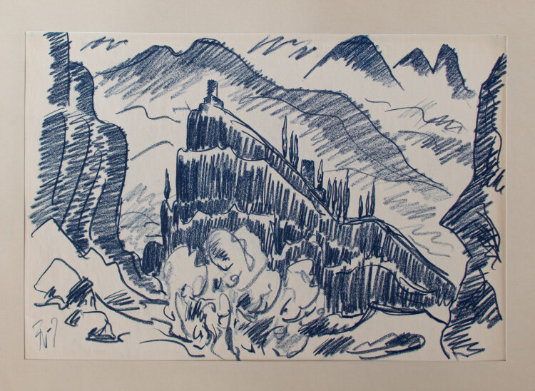 Fritz Zalisz - Burgfelsen bei Arco (Trient) am Gardasee - o.J. - Kreide
