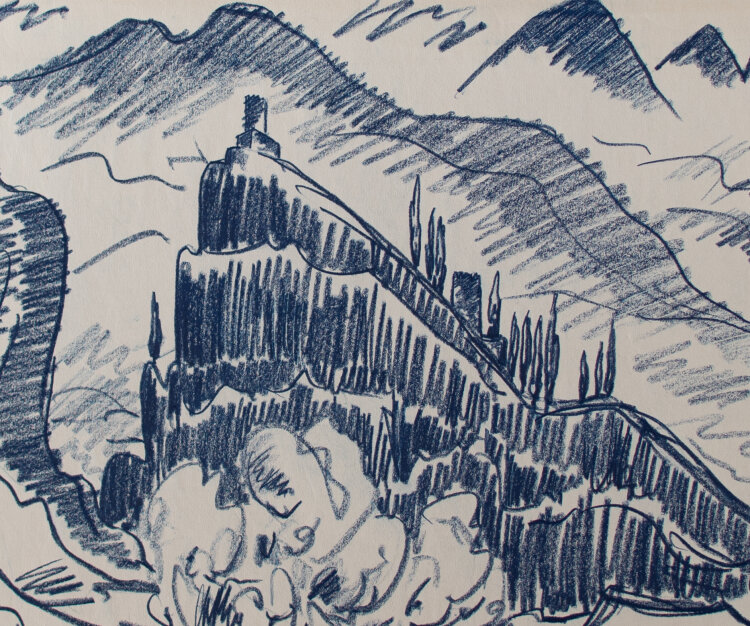 Fritz Zalisz - Burgfelsen bei Arco (Trient) am Gardasee - o.J. - Kreide