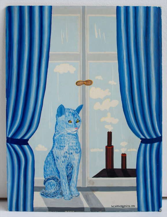 Wilhelm W. Wawrzenitz - Blaue Katze - 1976 - Malerei