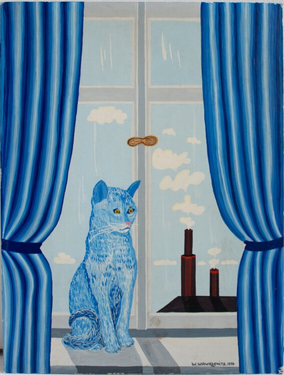 Wilhelm W. Wawrzenitz - Blaue Katze - 1976 - Malerei