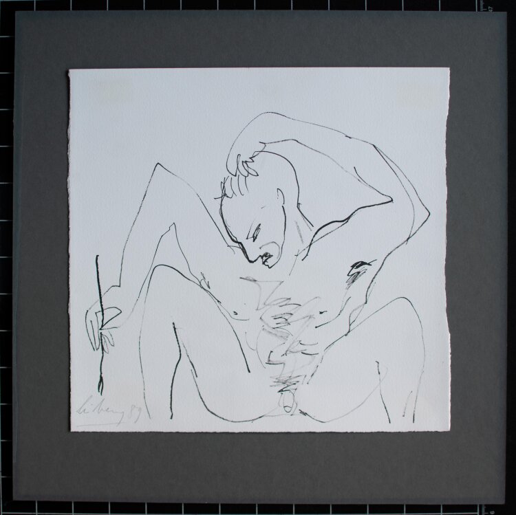 Helge Leiberg - Männerakt, Malend - 1989 - Zeichnung