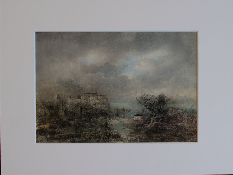 Willi Schmid - Stadtlandschaft in Blau - 1955 - Tusche, Aquarell