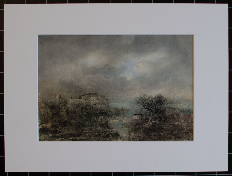 Willi Schmid - Stadtlandschaft in Blau - 1955 - Tusche, Aquarell