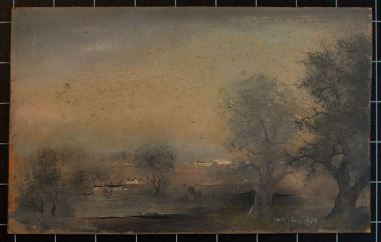 Willi Schmid - Flußlandschaft - 1949 - Öl auf Hartfaser