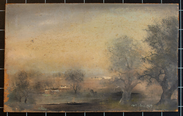 Willi Schmid - Flußlandschaft - 1949 - Öl auf Hartfaser