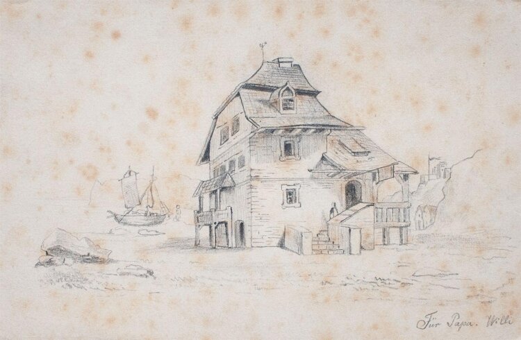 Wilhelm Wohlgemuth - Haus am Meer - Bleistiftzeichnung - o. J.
