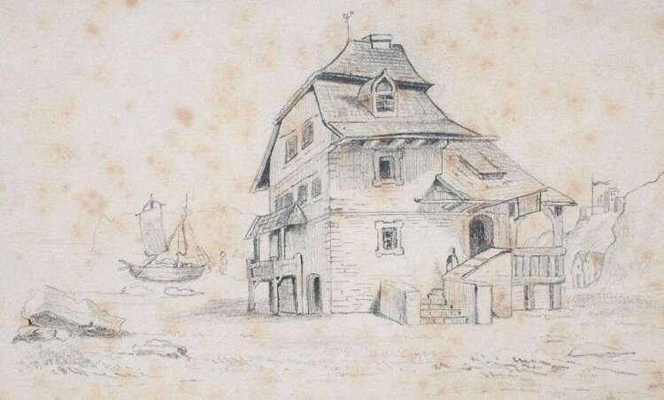 Wilhelm Wohlgemuth - Haus am Meer - Bleistiftzeichnung - o. J.