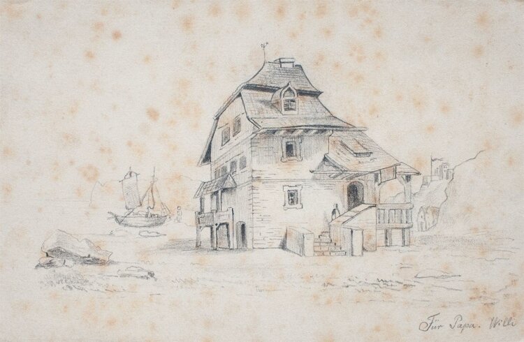 Wilhelm Wohlgemuth - Haus am Meer - Bleistiftzeichnung - o. J.