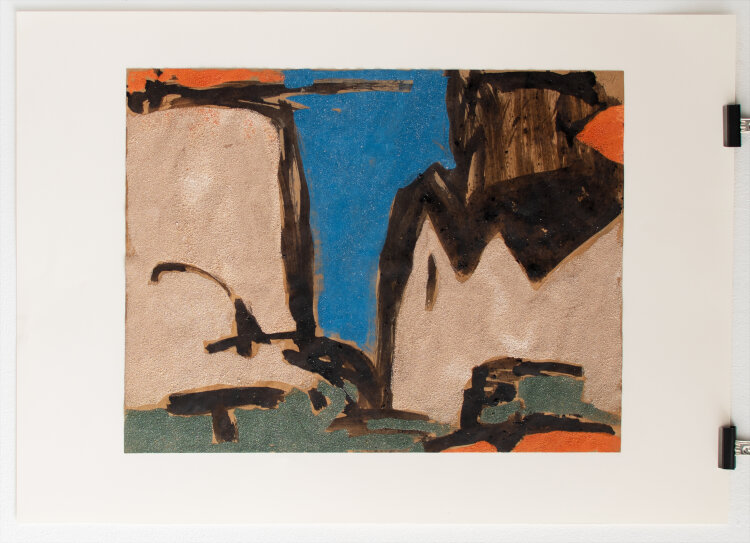 Veronika Wagner - Straßenansicht mit Kirche - 2011 - Aquarell und Sand auf Papier