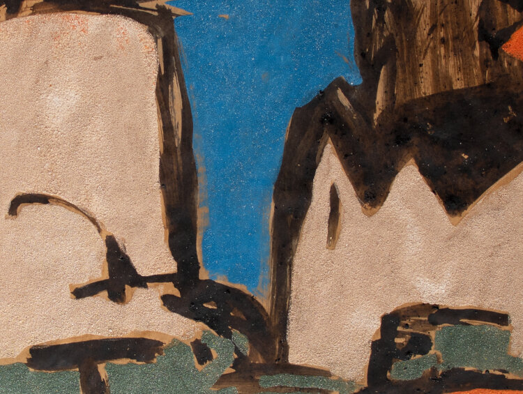 Veronika Wagner - Straßenansicht mit Kirche - 2011 - Aquarell und Sand auf Papier