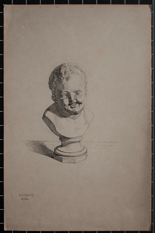 Wilhelm Wohlgemuth - Büste eines Jungen - Tuschezeichnung - 1886