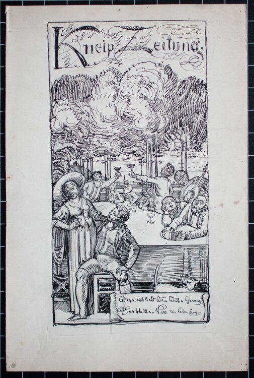 Wilhelm Wohlgemuth - Entwurf Kneipzeitung - Tuschezeichnung - o. J.
