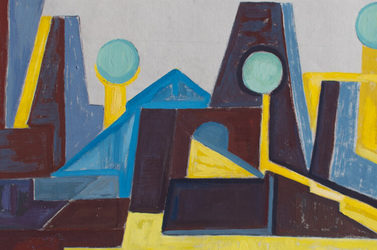 Gertrud Schaeffer - Kubistische Landschaft - 1954 - Akryl auf Papier