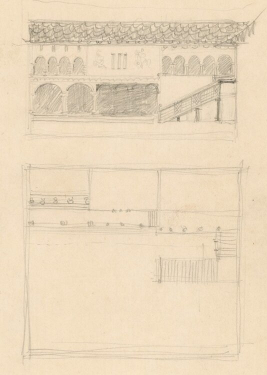 Willi Schmid - Palazzo Innenhof - o.J. - Bleistift