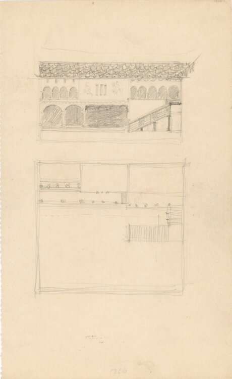 Willi Schmid - Palazzo Innenhof - o.J. - Bleistift