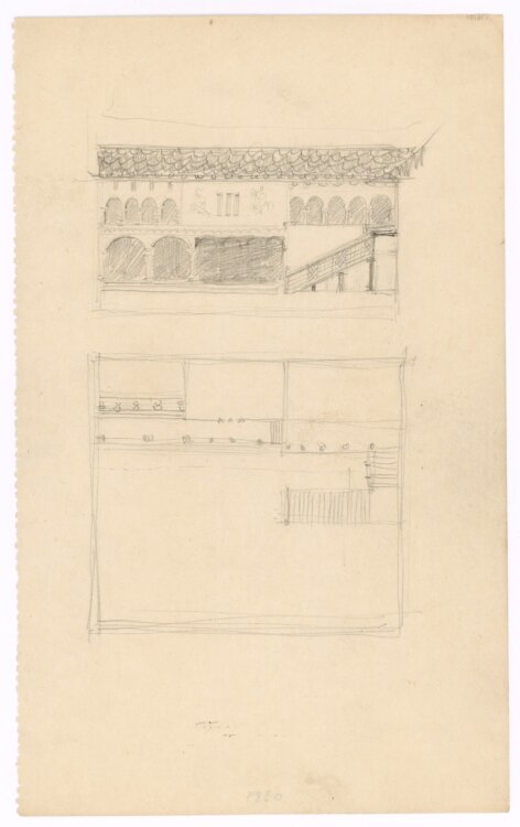 Willi Schmid - Palazzo Innenhof - o.J. - Bleistift