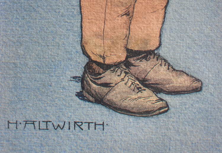 Heinrich Altwirth - Mann in Tracht und mit Pfeife - um 1890 - Aquarell