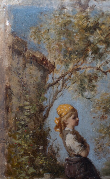 Emanuel Spitzer - Mädchenporträt - 1875 - Öl auf Holz