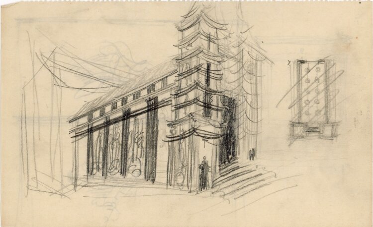 Willi Schmid - Doppelt, Entwurfskizze Kirche, Wandaufteilung - o.J. - Bleistift
