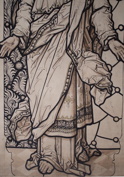 Glasmanufaktur Johann Heinrich Huber-Stutz Zürich - Segnender Christus - undatiert - Aquarell/ Gouache auf Papier, auf Leinwand