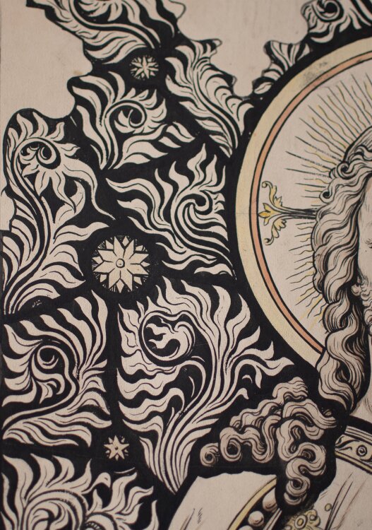 Glasmanufaktur Johann Heinrich Huber-Stutz Zürich - Segnender Christus - undatiert - Aquarell/ Gouache auf Papier, auf Leinwand