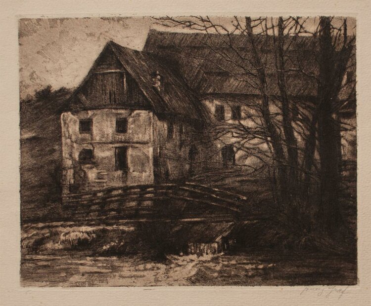 Franz Graf - altes Haus - Radierung - o.J.