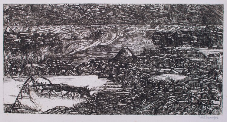Rudolf Cammisar - Nr 11 Flussbett - Anfang 1900 - Radierung