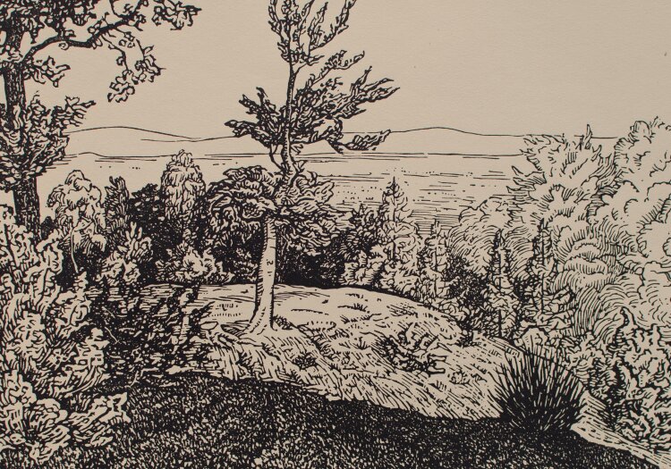 Karl Thylmann - Berglandschaft mit Bäume - o.J. - Holzschnitt