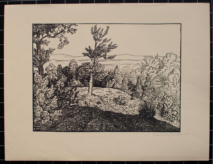 Karl Thylmann - Berglandschaft mit Bäume - o.J. - Holzschnitt