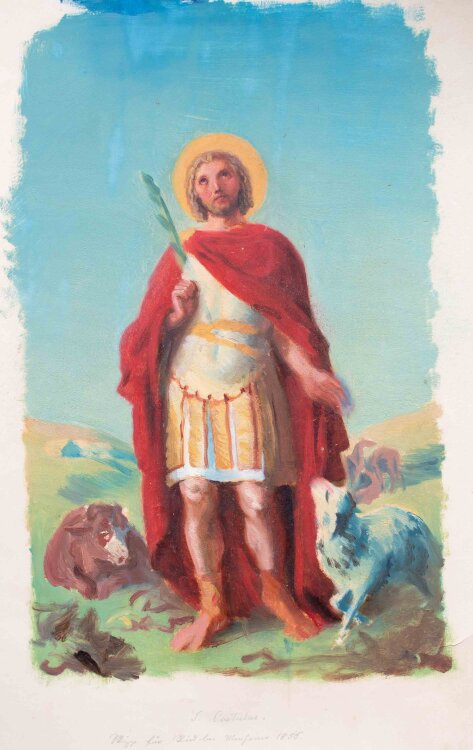 Unbekannt - J. Castulus mit Kuh, Schaf und Pferde - 1856 - Öl auf Papier
