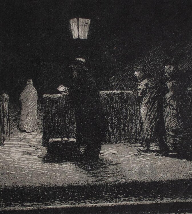 Georg Tippel - Nächtliche Straßenszene - Lithographie - o. J.
