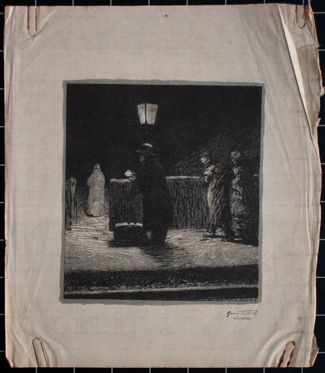 Georg Tippel - Nächtliche Straßenszene - Lithographie - o. J.