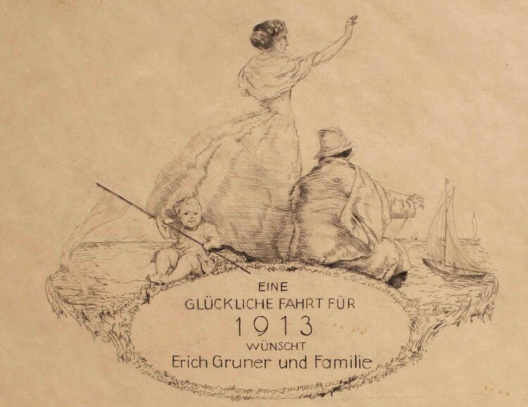 Erich Gruner - Neujahrskarte Erich Gruner - 1912 - Radierung
