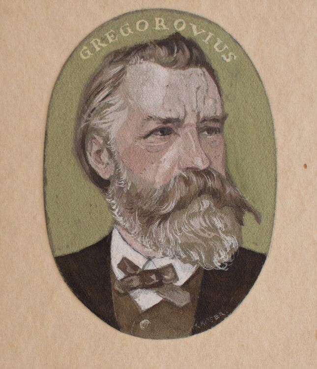 signiert M. Koser - Männliches Porträt Gregorovius - o.J. - Aquarell