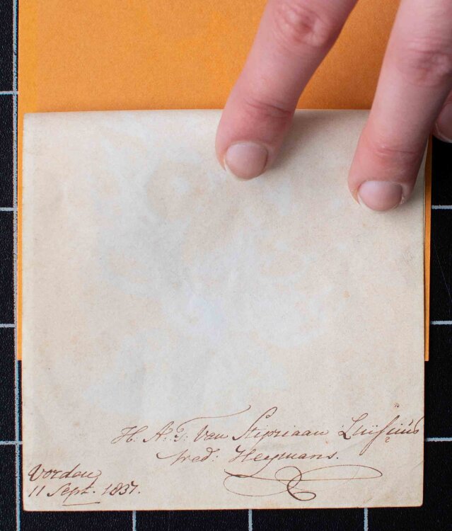 unleserlich signiert - Blumenschmuck, Rose Gallica - 1837 - Farbstift Zeichnung