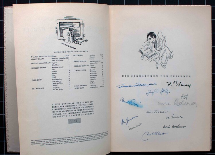 Herausgegeben von Rolf Roeingh, darunter Albert Klatt, Paul Rasié und Albert Schaeffer-Ast - Zwölf Zeichner aus Berlin, vierzig Federzeichnungen, Archivarion - 1949 - Buch mit signierte Zeichnungen