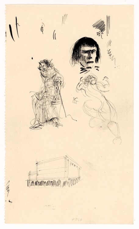 Willi Schmid - Diverse Skizzen Porträt, Figur, Architektur - o.J. - Tusche Zeichnung