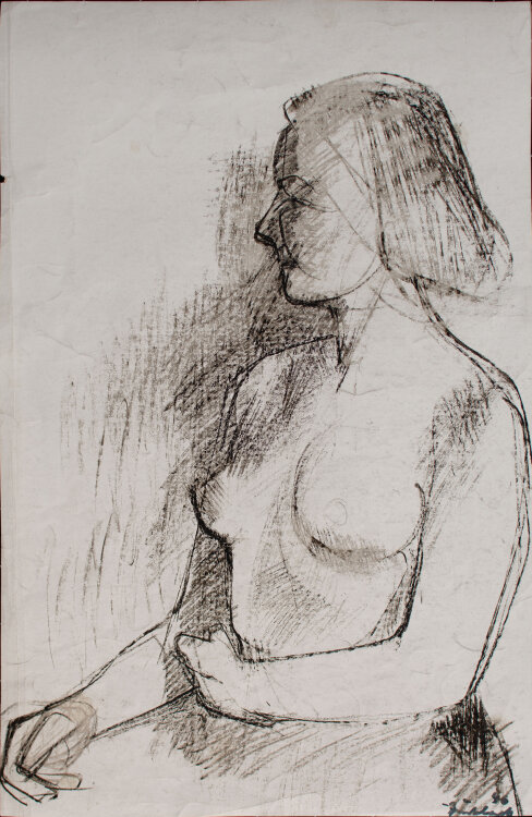 Heinrich Burkhardt - Sitzender Akt - 1946 - Zeichnung