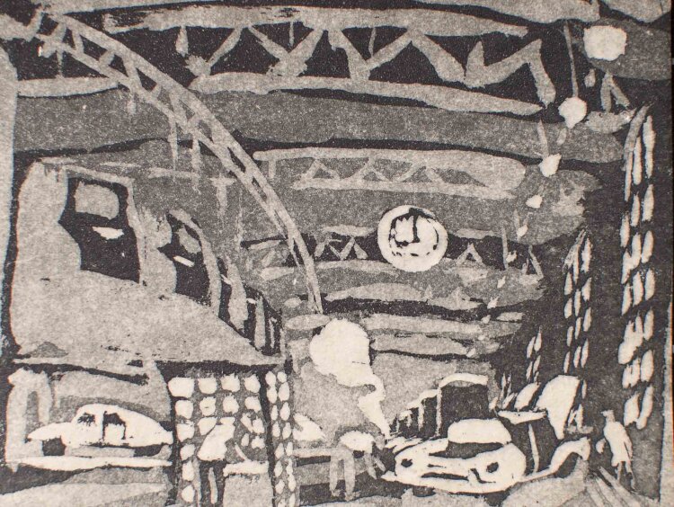Manfred Butzmann - Autos am Granzübergang - o.J. - Ätzradierung