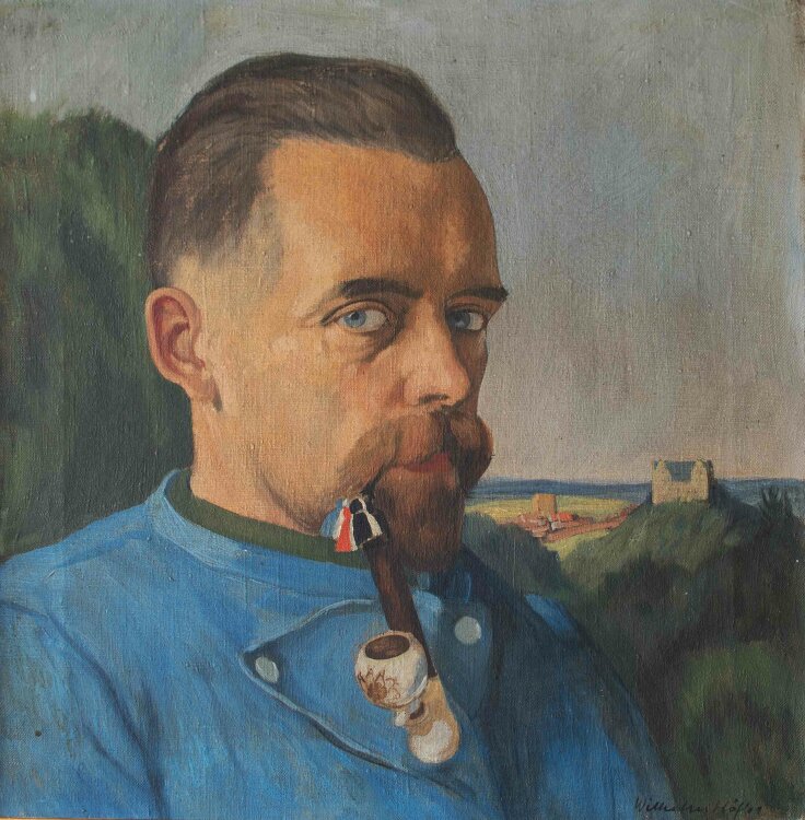 Wilhelm Höfler - Männerporträt mit Pfeife...