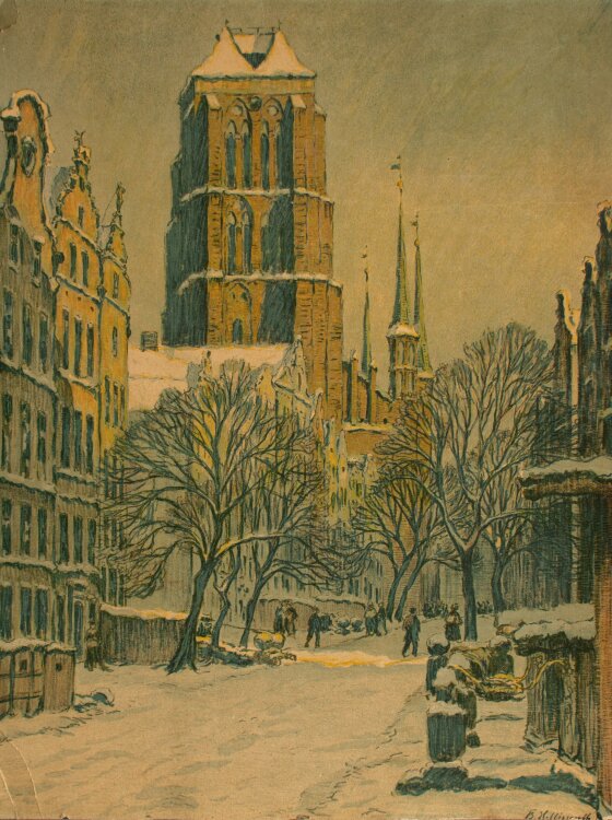 Berthold Hellingrath - Marienkirche in Danzig im Winter -...