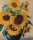 C. Herzog - Blumenstillleben mit Sonnenblumen - o.J. - Farblinolschnitt