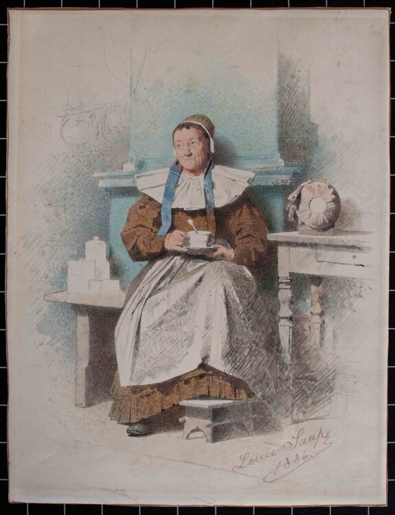 Louis Saupe - Porträt einer Frau in Tracht - 1886 -...