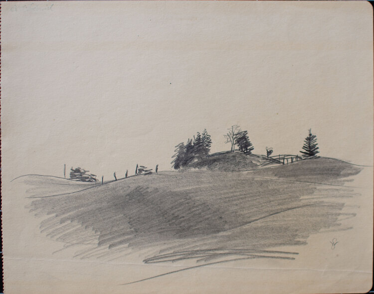 Willi Schmid - Hügellandschaft - o.J. - Bleistift Zeichnung