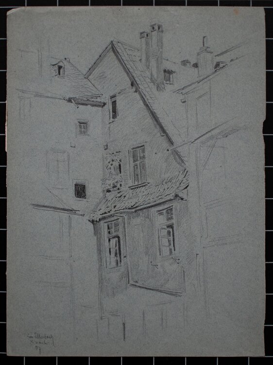 Wilhelm Danz - Im Ellerbach (Kreuznach) - Bleistiftzeichnung - 1907