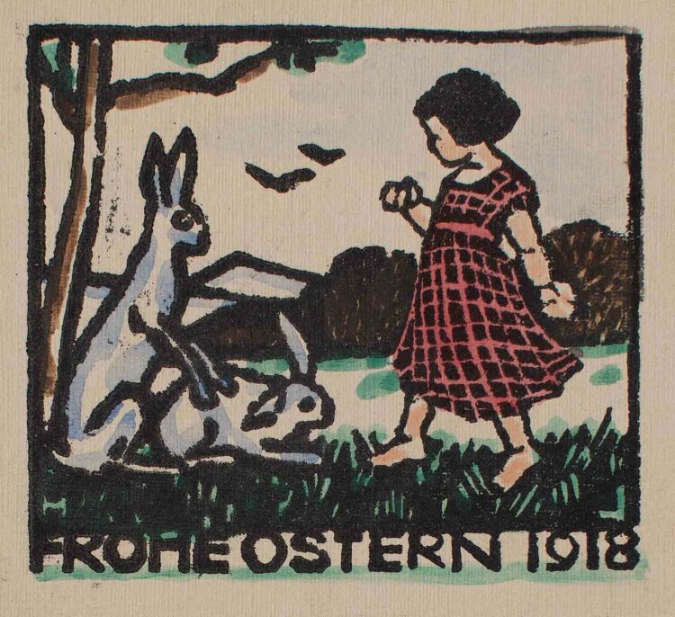 Luise Hoff - Ostergrußkarte - 1918 - Linolschnitt