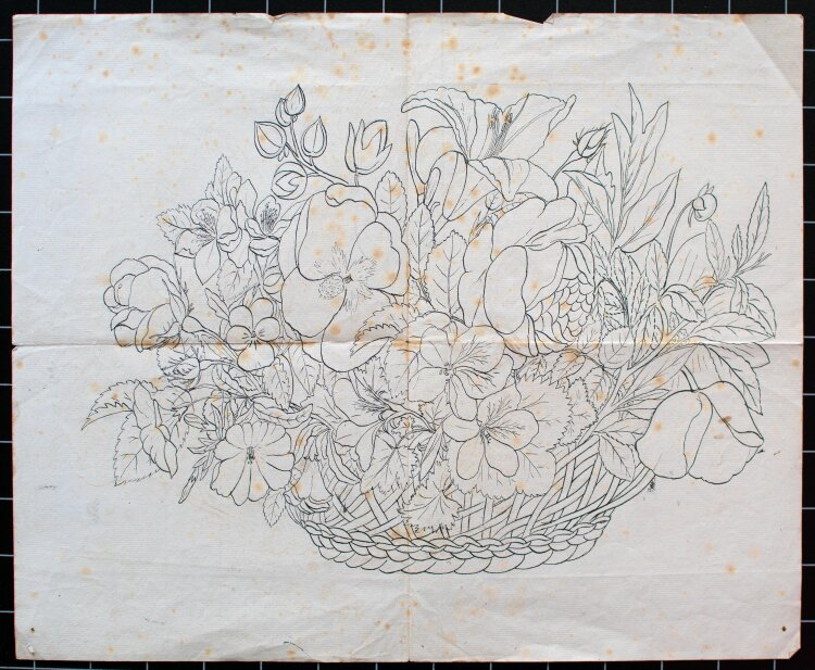 unbekannt - Blumenkorb - um 1900 - Zeichnung