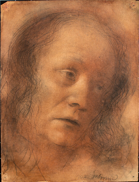 Willi Schmid - Männerporträt mit langem Haar - o.J. - Bleistift, Pastell